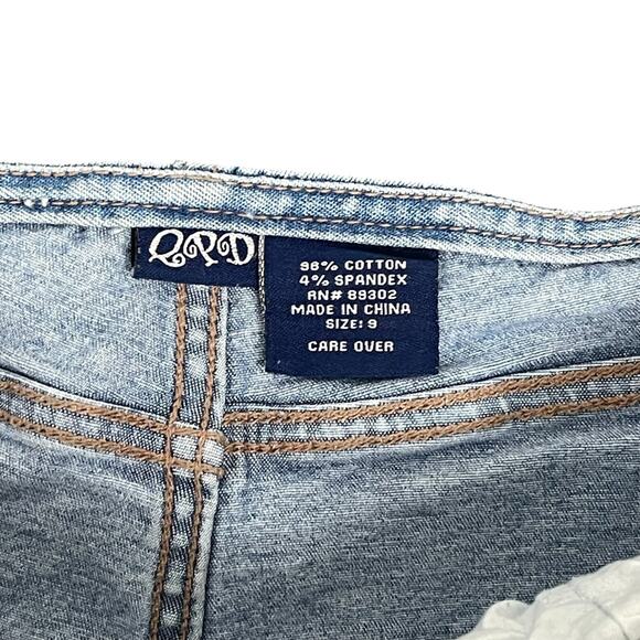 Cropped Capri Jeans Sz 9 Y2K Bare Back Flare Hip Hugger Hippie Boho Festival - Picture 4 of 7